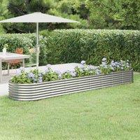 vidaXL Garden Raised Bed Powder-coated Steel 368x80x36 cm Silver, Silver