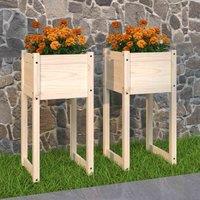 vidaXL Planters 2 pcs 40x40x81 cm Solid Wood Pine, Brown