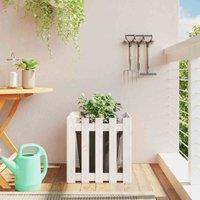 vidaXL Garden Planter with Fence Design White 50x50x50cm, White