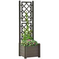 vidaXL Garden Planter w/ Trellis 43x43x142 cm PP, Grey