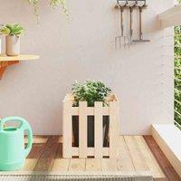 vidaXL Garden Planter with Fence Design 40x40x40 cm, Brown