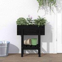 vidaXL Garden Planter Black 62x30x69 cm Solid Wood Pine, Black