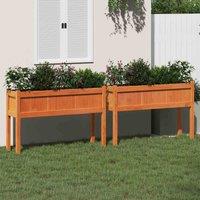 vidaXL Garden Planters 2pc w/ Legs Wax Brown Solid Wood Pine, Brown