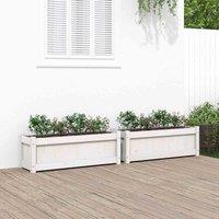 vidaXL Garden Planters 2pc White Solid Wood Pine, White