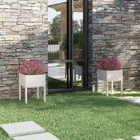 vidaXL Garden Planters 2 pcs White 50x50x70 cm Solid Pine, White