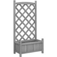 vidaXL Planter with Trellis Grey Solid Wood Fir, Grey