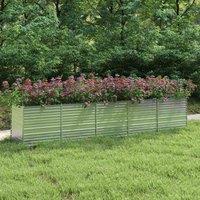 vidaXL Garden Raised Bed 400x80x77 cm Galvanized Steel, Silver