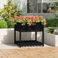 vidaXL Planter with Shelf Black 82.5x82.5x81 cm Solid Pine, Black