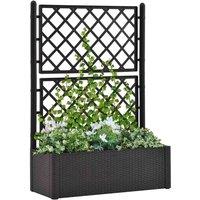 vidaXL Garden Raised Bed w/ Trellis, Self Watering System, Grey