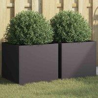vidaXL Planters 2 pcs Black 42x40x39 cm Cold-rolled Steel, Black