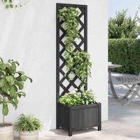 vidaXL Planter with Trellis Black Solid Wood, Black