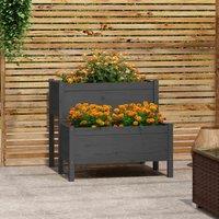 vidaXL Planter Grey 84.5x84x75 cm Solid Wood Pine, Grey