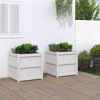 vidaXL Garden Planters 2pc White Solid Pine, White