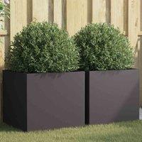 vidaXL Planters 2 pcs Black 49x47x46 cm Cold-rolled Steel