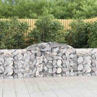 vidaXL Arched Gabion Basket 300x30x80/100 cm Galvanised Iron, Silver