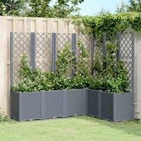vidaXL Garden Planter with Trellis Grey 160x120x140 cm PP, Grey