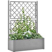 vidaXL Garden Raised Bed w/ Trellis/Self Watering System, Grey