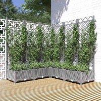 vidaXL Garden Planter w/ Trellis Light Grey 120x120x121.5 cm, Grey