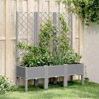 vidaXL Garden Planter w/ Trellis Light Grey 120x40x142 cm, Grey