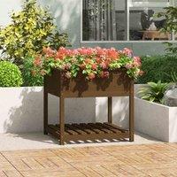 vidaXL Planter w/ Shelf Brown 82.5x82.5x81cm Solid Pine, Brown