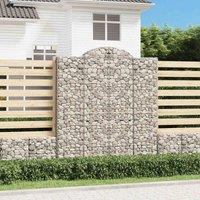 vidaXL Arched Gabion Baskets 2 pcs 200x50x220/240 cm Galvanised Iron, Silver