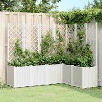 vidaXL Garden Planter with Trellis White 160x120x140 cm PP, White