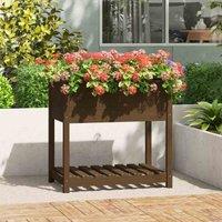 vidaXL Planter w/ Shelf Honey Brown 82.5x54x81cm - Pine, Brown