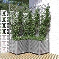 vidaXL Garden Planter w/ Trellis Light Grey 80x80x136 cm PP, Grey
