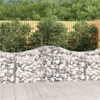 vidaXL Arched Gabion Baskets 7 pcs 200x50x80/100 cm Galvanised Iron, Silver