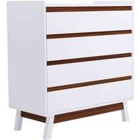 Livingandhome Sleek Bedroom Chest With Four Spacious Drawers, White