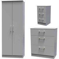 Welcome Furniture Ready Assembled Devon 3 Piece Bedroom Set In Dusk Grey, Grey