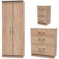 Welcome Furniture Ready Assembled Devon 3 Piece Bedroom Set In Bardolino Oak, Brown