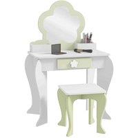 Zonekiz Kids Vanity Table Set Beauty Flower Design For Ages 3-6 Years - White, White