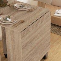 HOMCOM Rolling Drop Leaf Dining Table Folding Kitchen Table With Open Shelves, Brown
