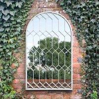 MirrorOutlet Arcus 'Off' White Arched Outdoor Wall Mirror, White