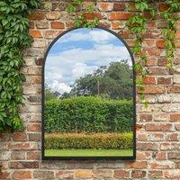 MirrorOutlet Arcus Black Framed Arched Outdoor Wall Mirror, Black