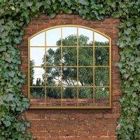 MirrorOutlet Arcus Gold Arched Window Outdoor Mirror 39'', Gold