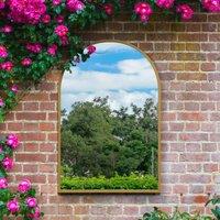 MirrorOutlet Arcus Gold Metal Arched Wall Mirror 47'', Gold