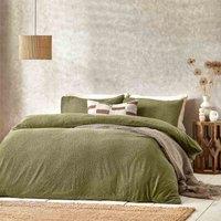 Yard Boucle Textured Super King Duvet Cover Set Olive, Multi