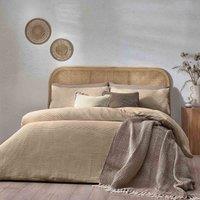 Yard Chunky Waffle 100 Cotton Double Duvet Cover Set Linen, Grey