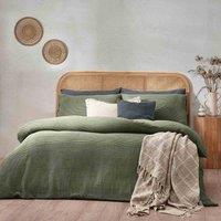 Yard Chunky Waffle 100 Cotton Super King Duvet Cover Set Eucalyptus, Multi
