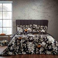 Ew By Edinburgh Weavers Lavish Floral Premium Cotton Sateen King Duvet Cover Set Noir, Multi