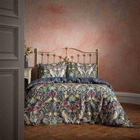 Ew By Edinburgh Weavers Songbird Floral Birds Luxury Cotton Double Duvet Cover Set Navy, Multi