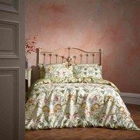 Ew By Edinburgh Weavers Songbird Floral Birds Luxury Cotton Double Duvet Cover Set Stone, Multi