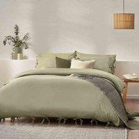 Yard Mallow Bowtie Cotton Single Duvet Cover Set Soft Sage, Green