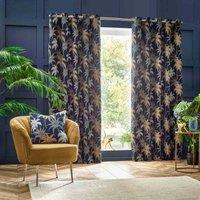 Wylder Galapagos Jacquard Eyelet Curtains In Navy 168 X 183Cm, Multi