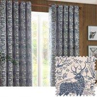 furn. Furn. Winter Woods Animal Chenille Eyelet Curtains In Midnight 229 X 229Cm, Multi