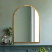 MirrorOutlet Arcus Gold Metal Framed Arched Wall Mirror 39inch X 27inch 100cm X 70cm , Gold