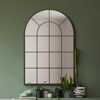 MirrorOutlet Arcus Black Framed Arched Window Wall Mirror 47inch X 31inch 120 X 80cm , Black