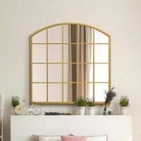 MirrorOutlet Arcus Gold Framed Arched Window Wall Mirror 39inch X 39inch 100 X 100cm , Gold